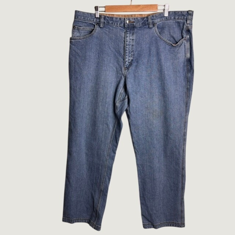 Duluth‎ Trading Co Mens Relaxed Fit Blue Denim Jeans 42x32 Medium Wash Stretch